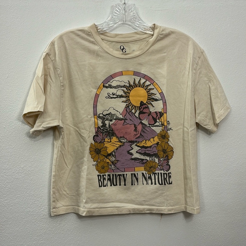 Organic Generation Cropped Graphic Tee Shirt - Cream